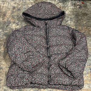 GAP Kids Floral Puffer Jacket - Black and Pink